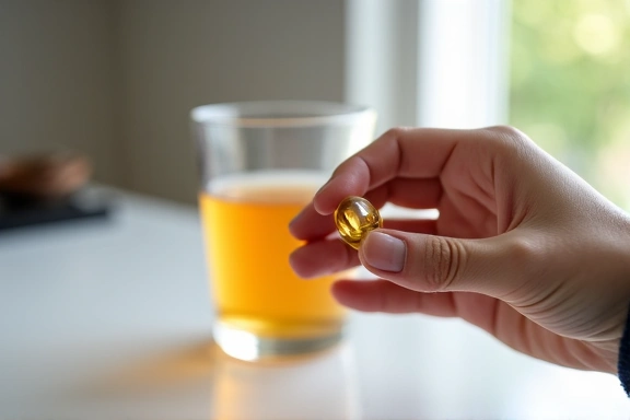 Person taking a supplement with water